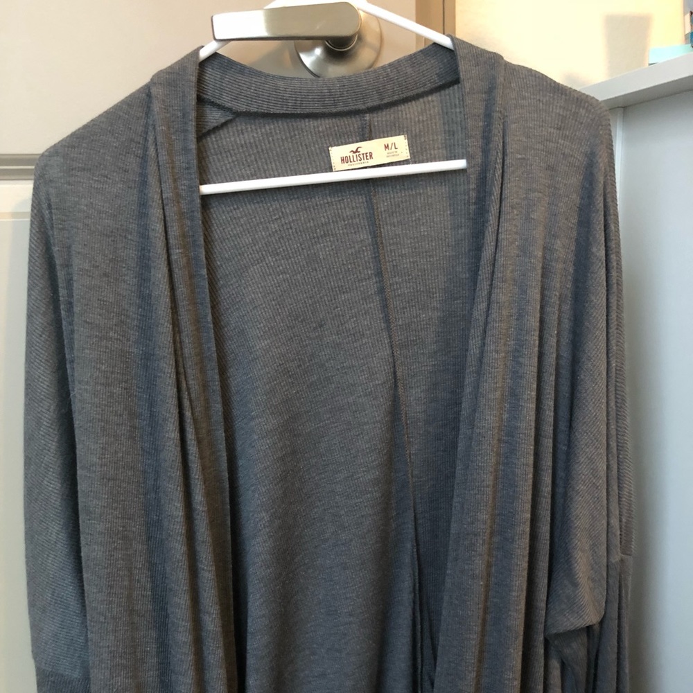 long oversized grey cardigan